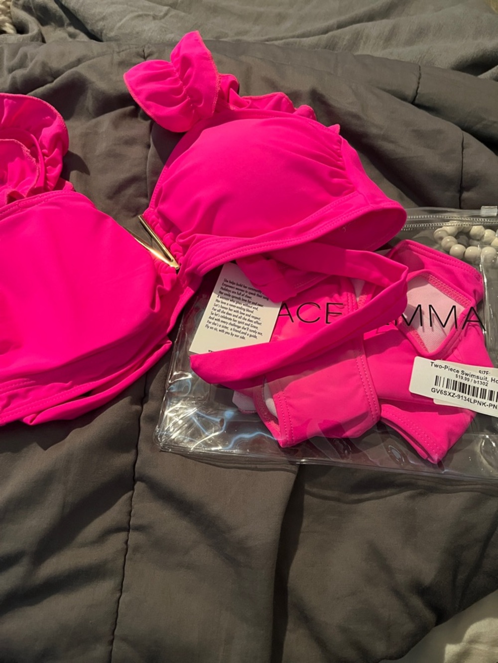 Hot Pink Ruffle Strap Bikini Top